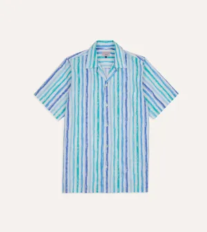Sleek Stretch Michael McGregor for Drake's Stripe Camp Collar Shirt