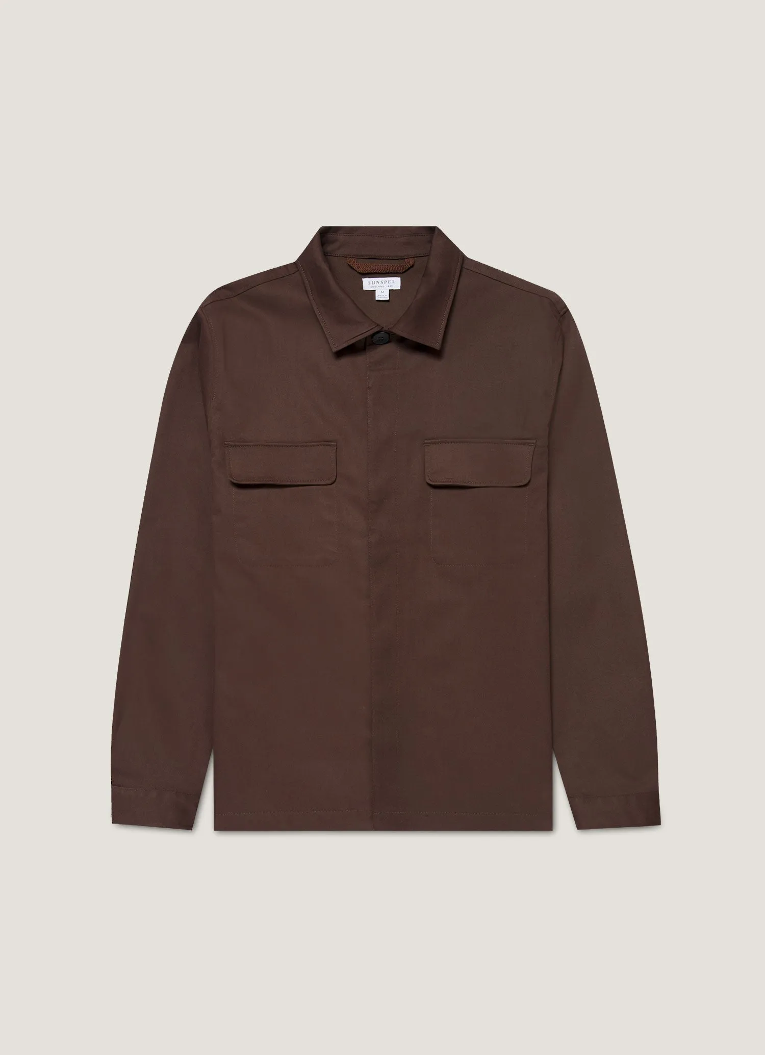 Minimalist Layer Easy Wear Style Men's Cotton Cashmere Overshirt in Truffle