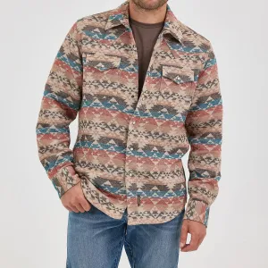 Wrangler Retro Men's Premium Jacquard Snap Shirt Jacket in Sunset Tan (Available in Tall Sizes!) Perfect Wear