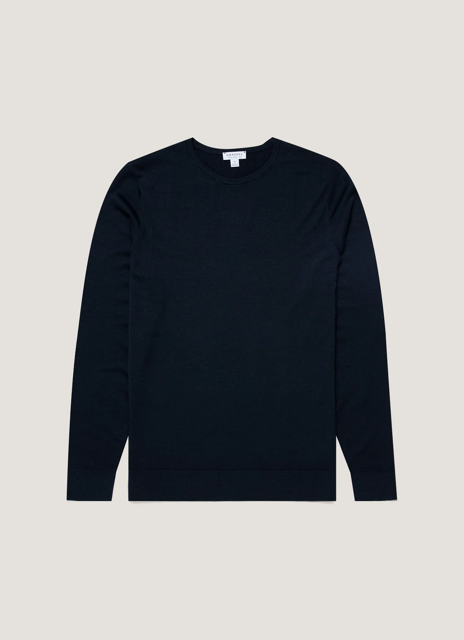 Men's Extra-Fine Merino Crew Neck in Light Navy Subtle Fit Daily Layered