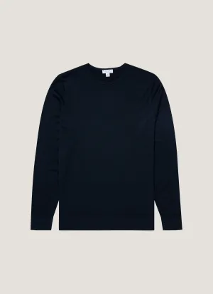 Men's Extra-Fine Merino Crew Neck in Light Navy Subtle Fit Daily Layered