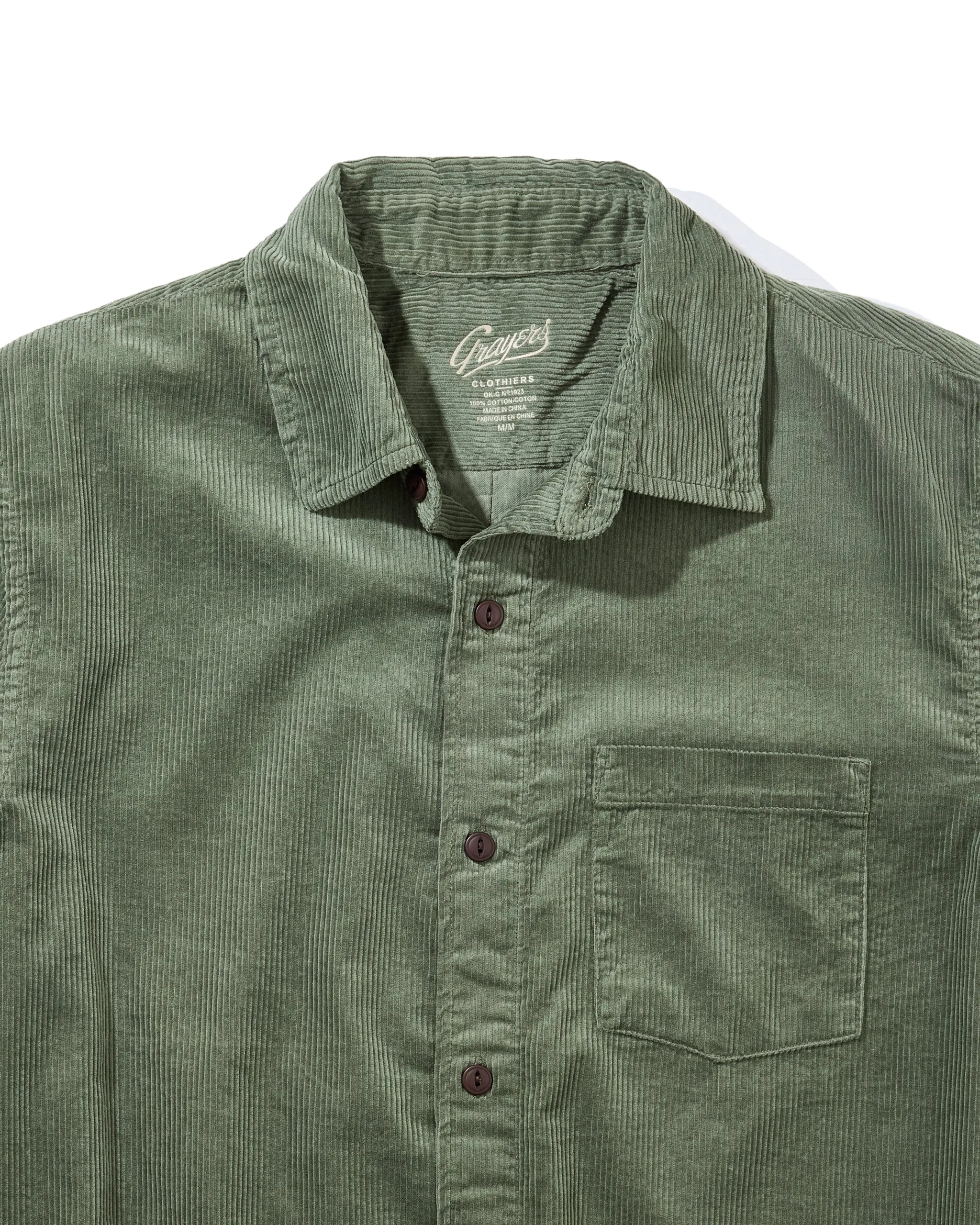Essential layering piece Saratoga Featherweight Corduroy Shirt - Agave