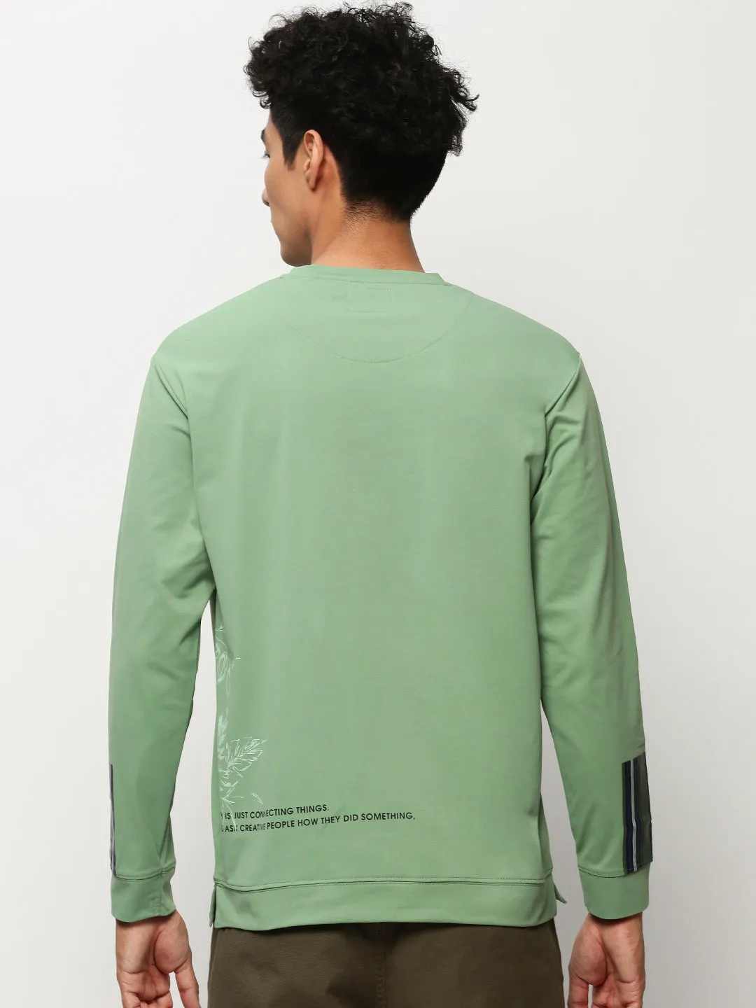Men's Green Graphic Printed Cotton Sweatshirt Breathable fabric product handmade quality