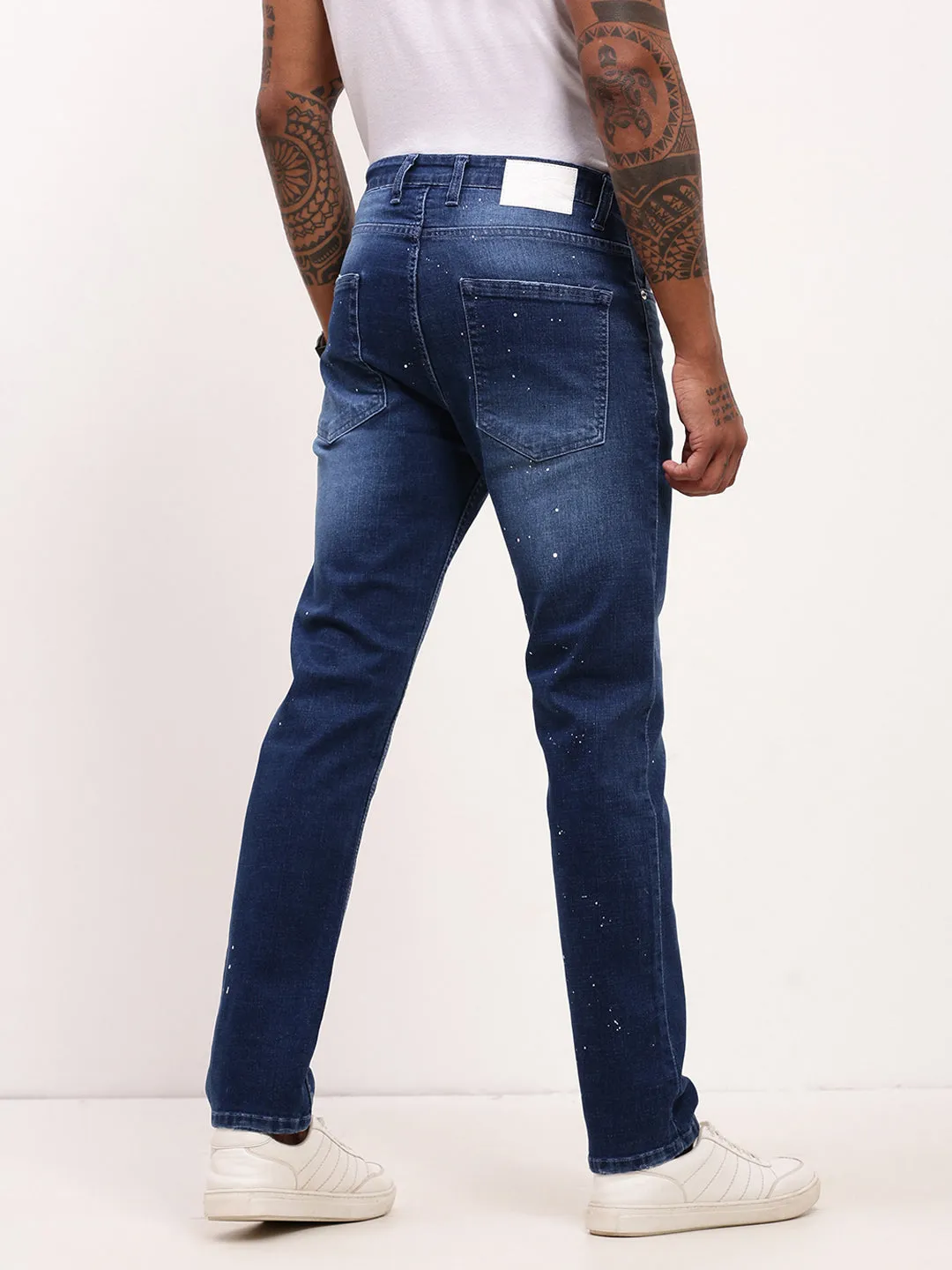 Flexible Waistband Stylish Sunny Vibes Men's Blue Solid Straight Fit Jeans