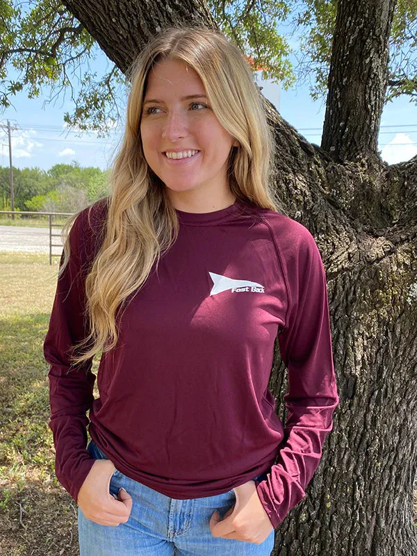 Neutral Color Loose fitting comfort Fast Back Long Sleeve Performance Tee in (Black or Blue)