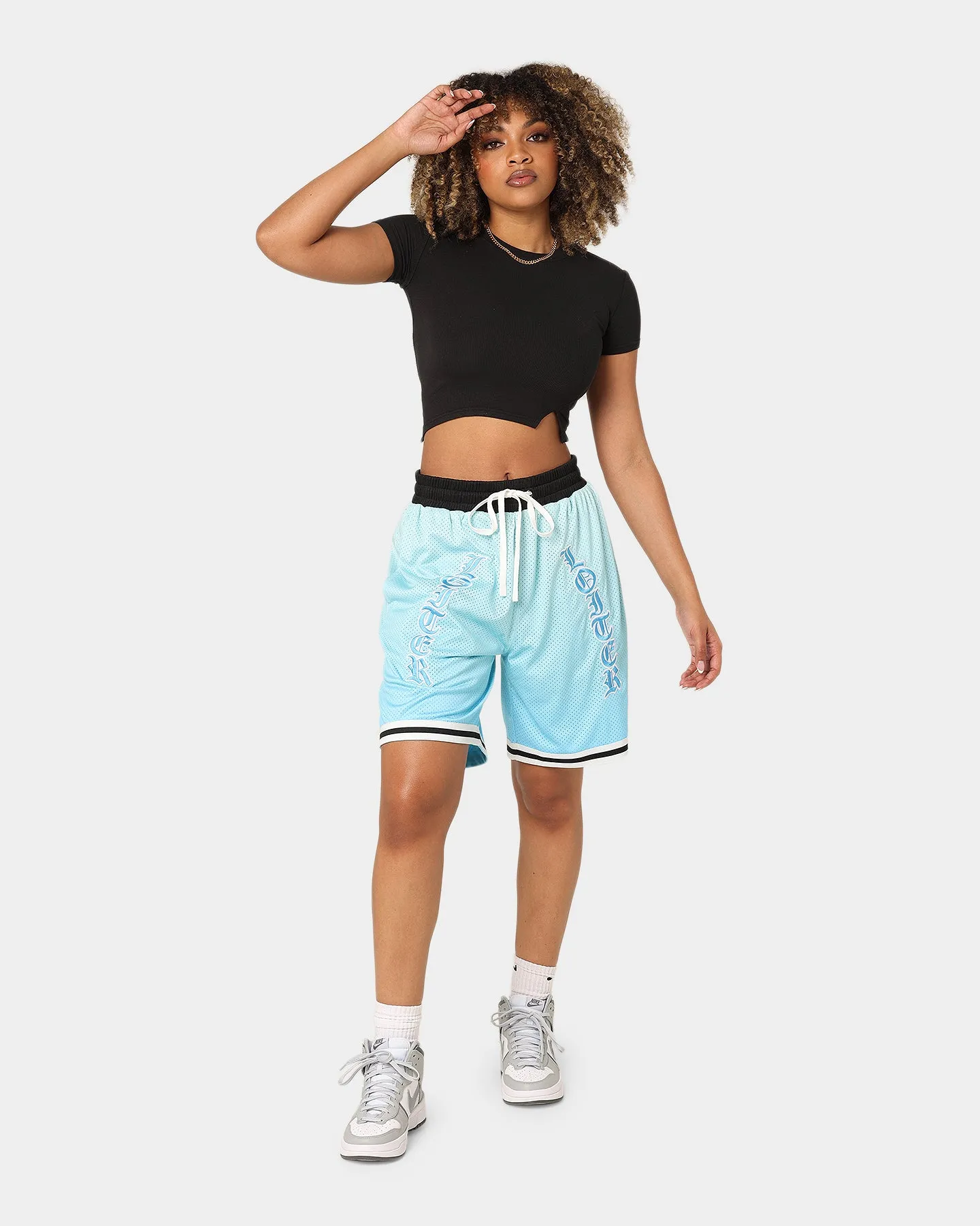 Stretch Design Loiter Script Ball Shorts Blue
