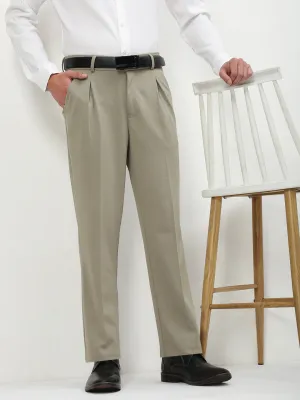 Men's Green Solid Formal Trousers Cozy Style Flex Fit