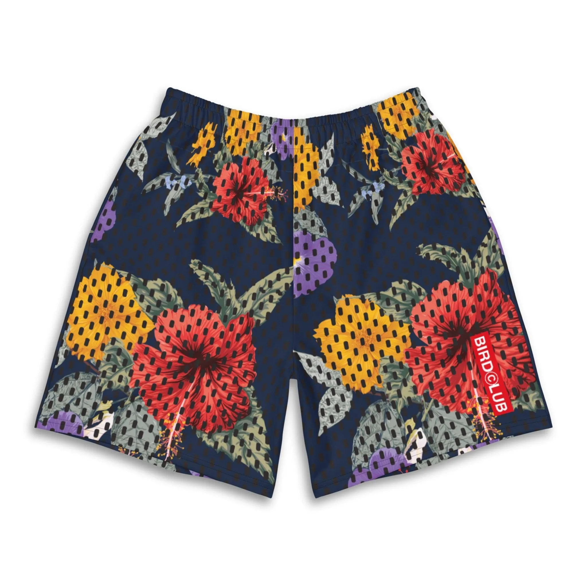 Floral Mesh Print Athletic Shorts UV protection layer Comfy Design