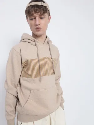 Men's Striped Beige Hoodie Easy to Carry