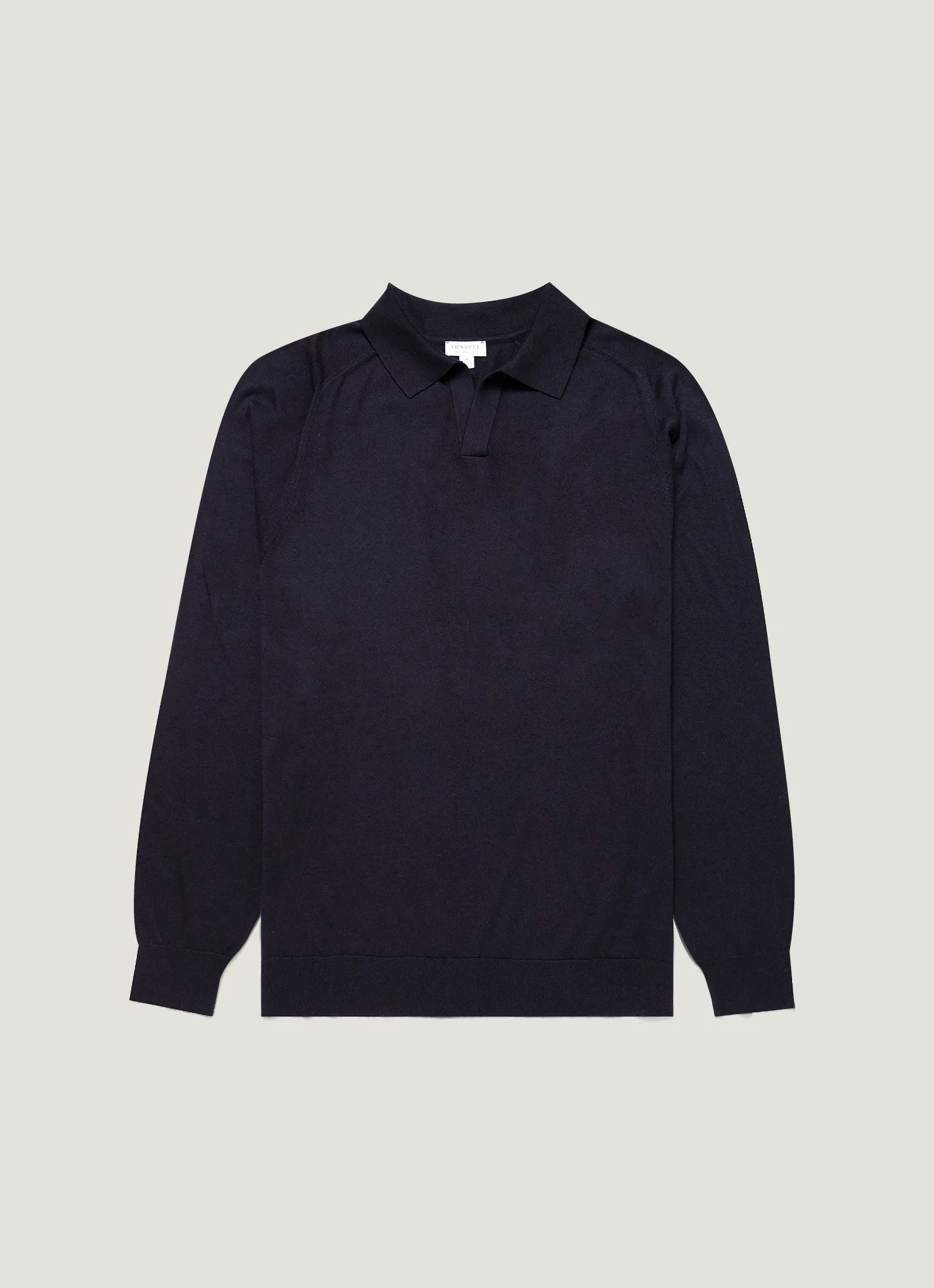 Sleek Wear Men's Sea Island Cashmere Polo Shirt in Midnight Navy