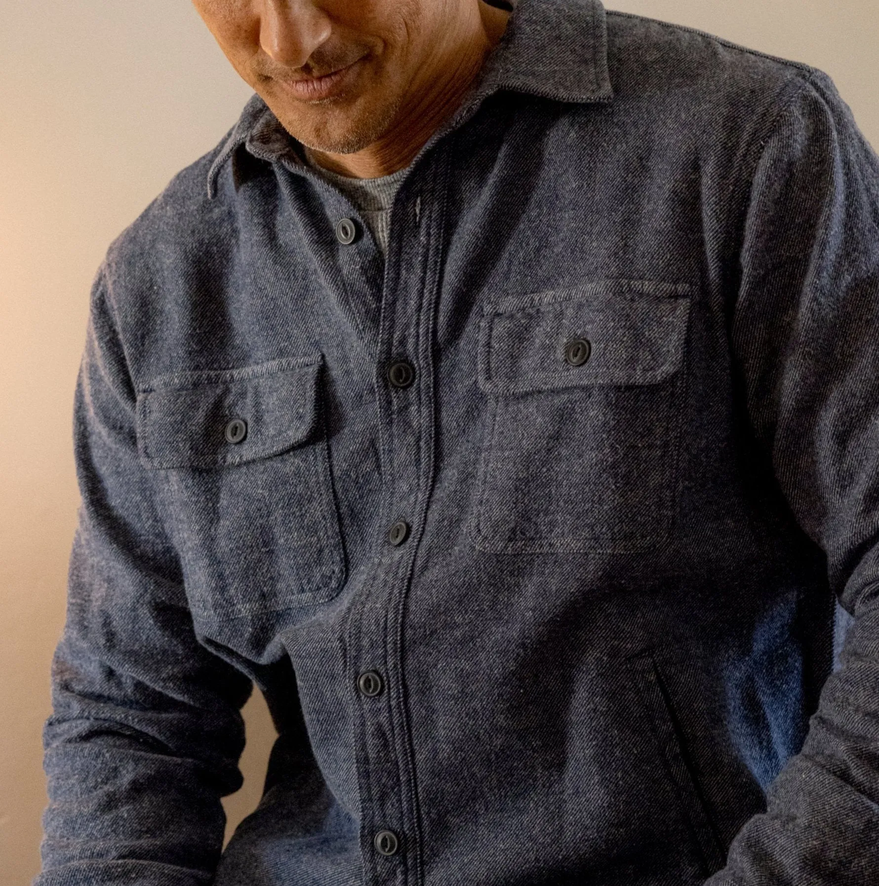 Multi Use Piece Flexible Zipper Guards Flannel Twill Shirt Jacket - Sky Captain