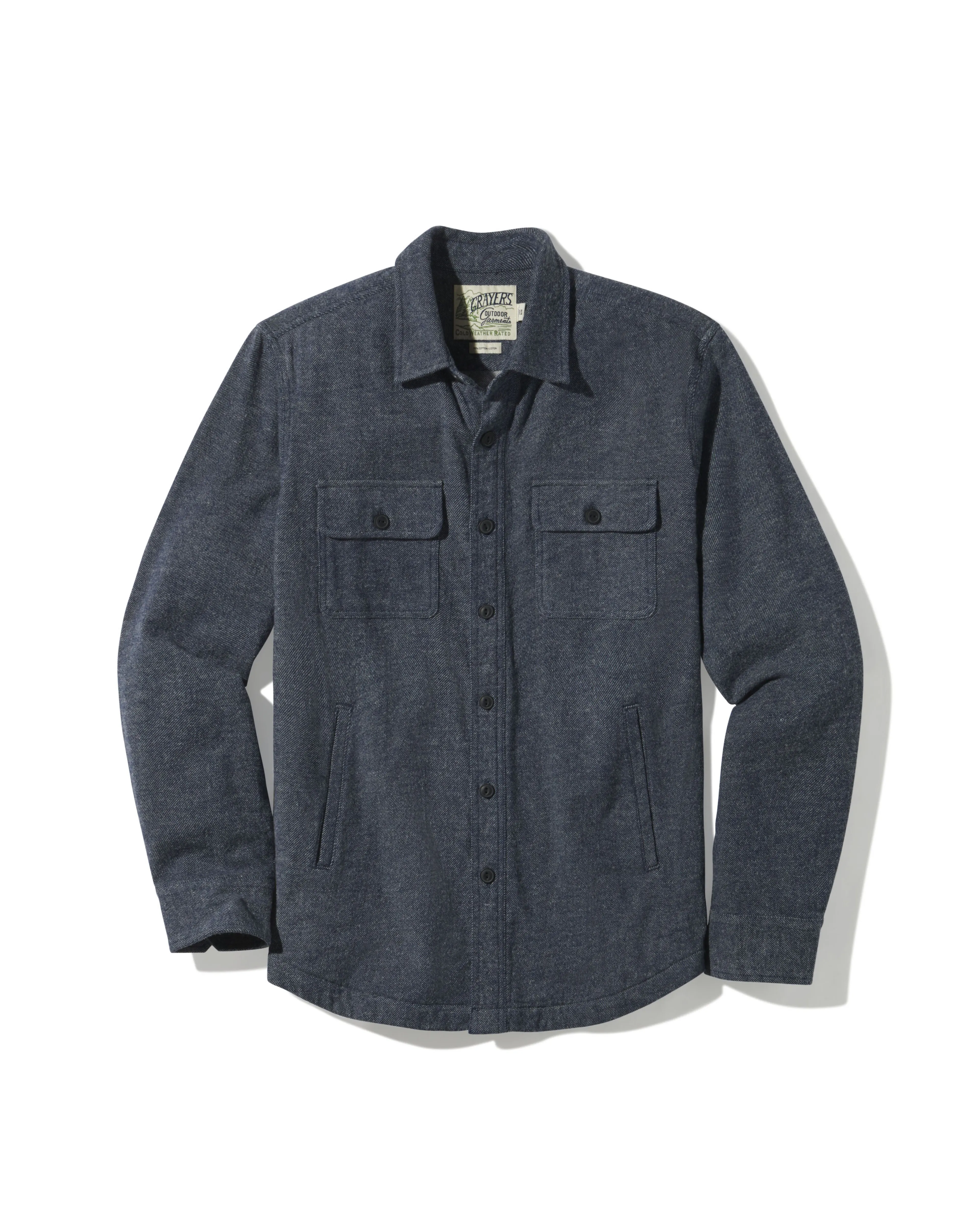 ZipperClosure City Walking Style Flannel Twill Shirt Jacket - Sky Captain