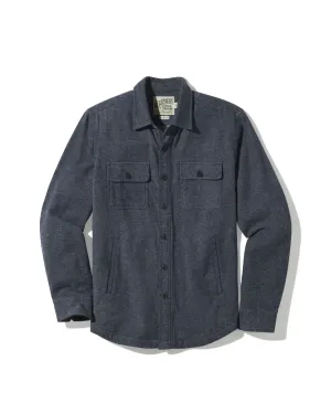 ZipperClosure City Walking Style Flannel Twill Shirt Jacket - Sky Captain