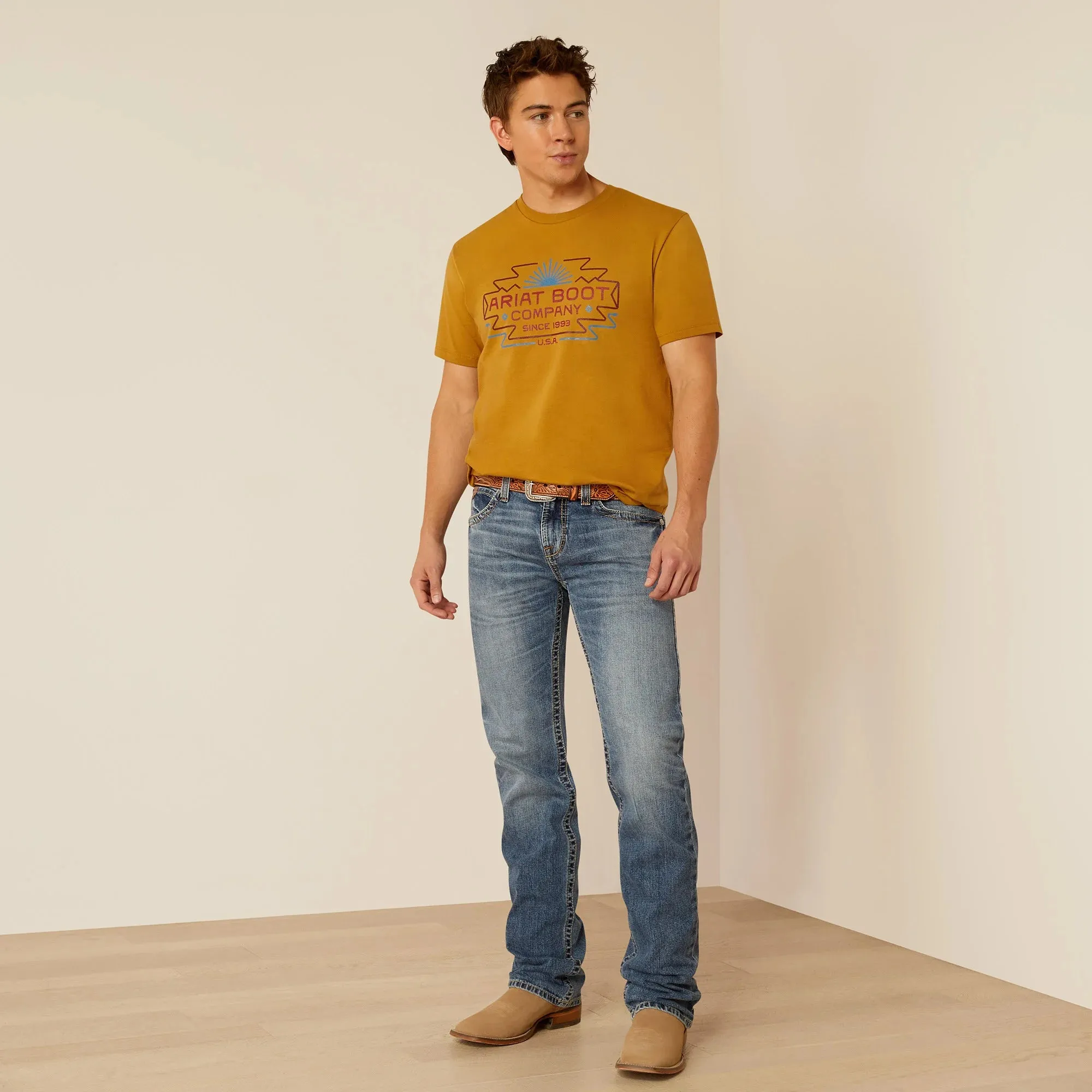Casual Comfort Casual Active Wear Ariat Men's Amigo Graphic T-Shirt in Harvest Gold