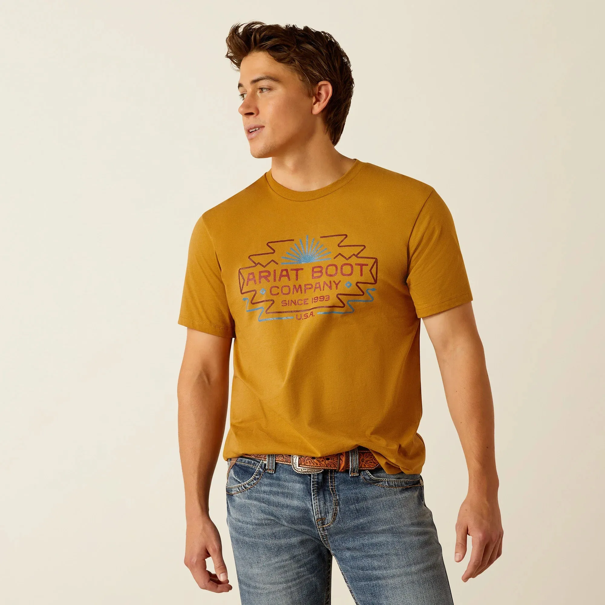 LowImpact Manufacturing Perfect for Any Outfit Ariat Men's Amigo Graphic T-Shirt in Harvest Gold