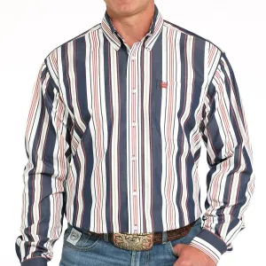 Practical Design Cinch Men's L/S Classic Fit Striped Western Button Down Shirt in Navy