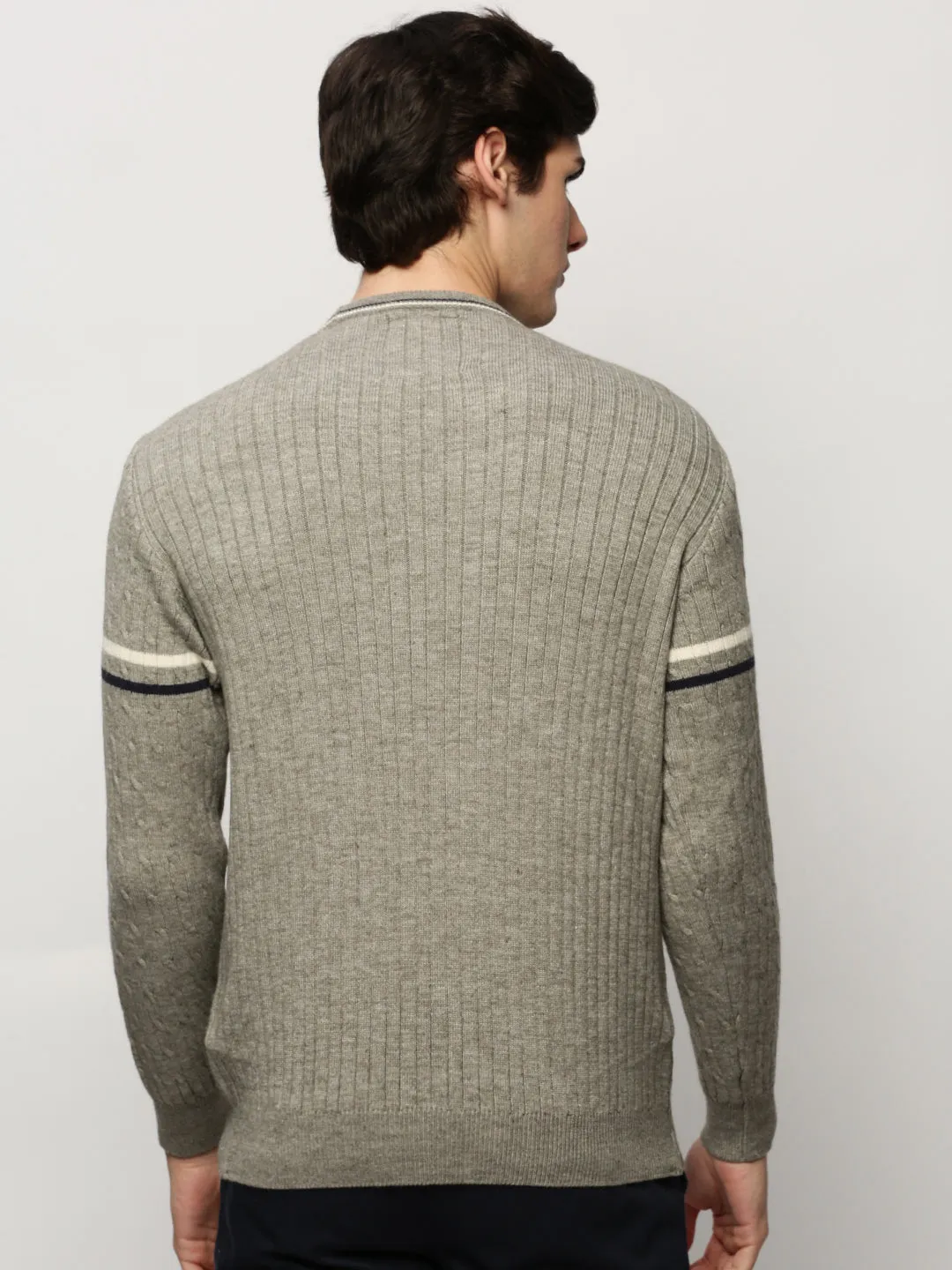 SweaterSpecific Detergent Guide Men's Grey Cable Knit Acrylic Pullover