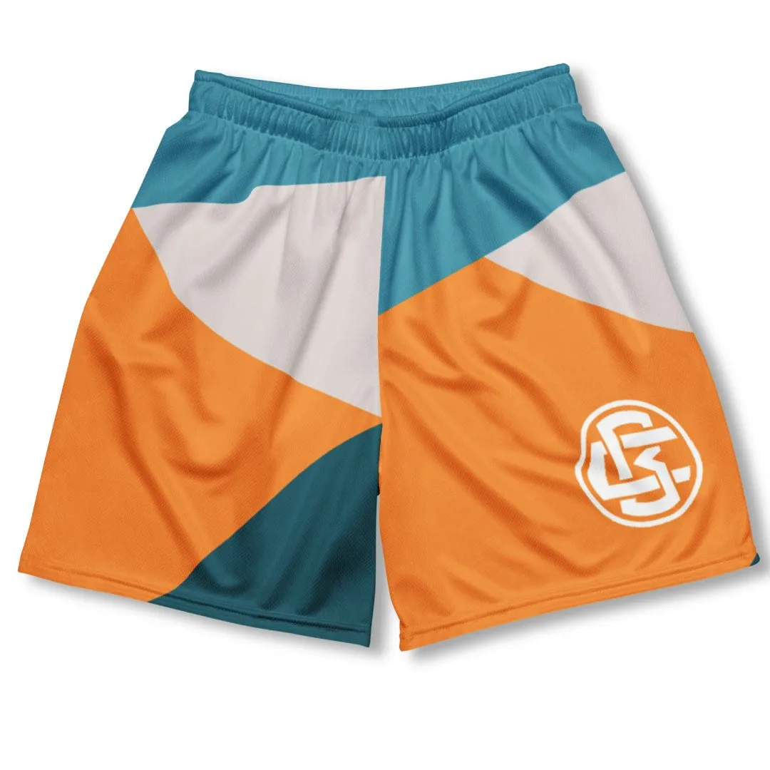 Basketball Miami Print Mesh Shorts Layered Panel Design