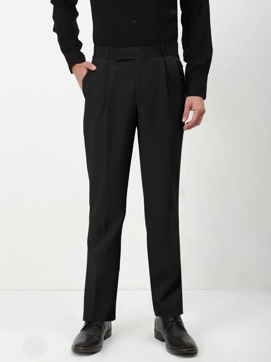 Men's Black Slim Fit Formal Trousers Street Utility Blackout fabric