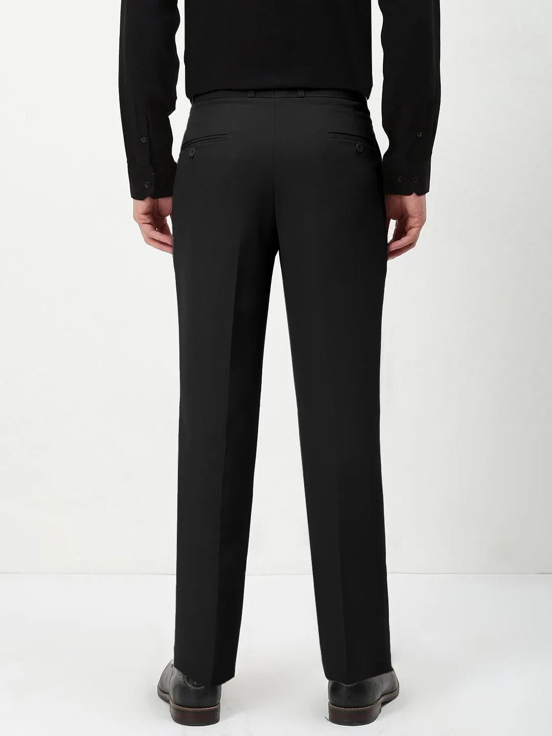 Men's Black Slim Fit Formal Trousers Easy Fit Flexible Seam