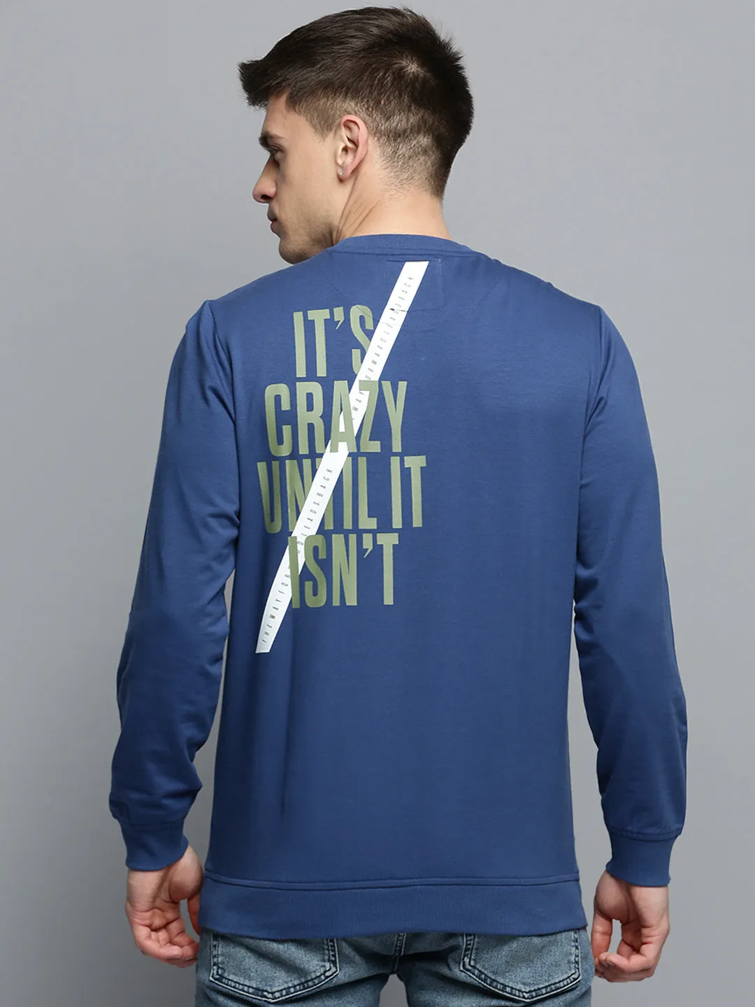 Men's Blue Typography Printed Cotton Sweatshirt product safety jersey