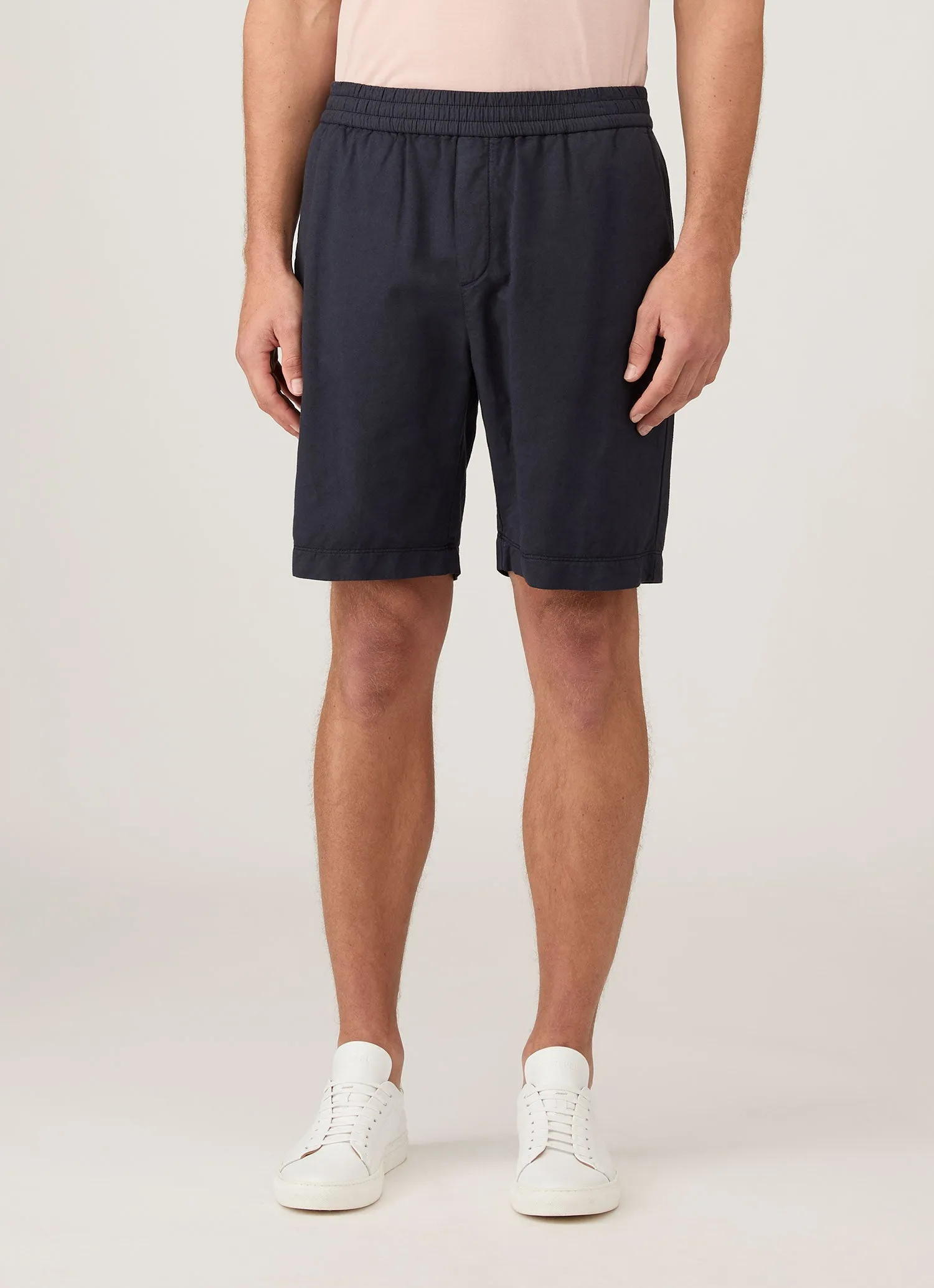 Men's Cotton Linen Drawstring Shorts in Navy souvenir item Casual Clothing