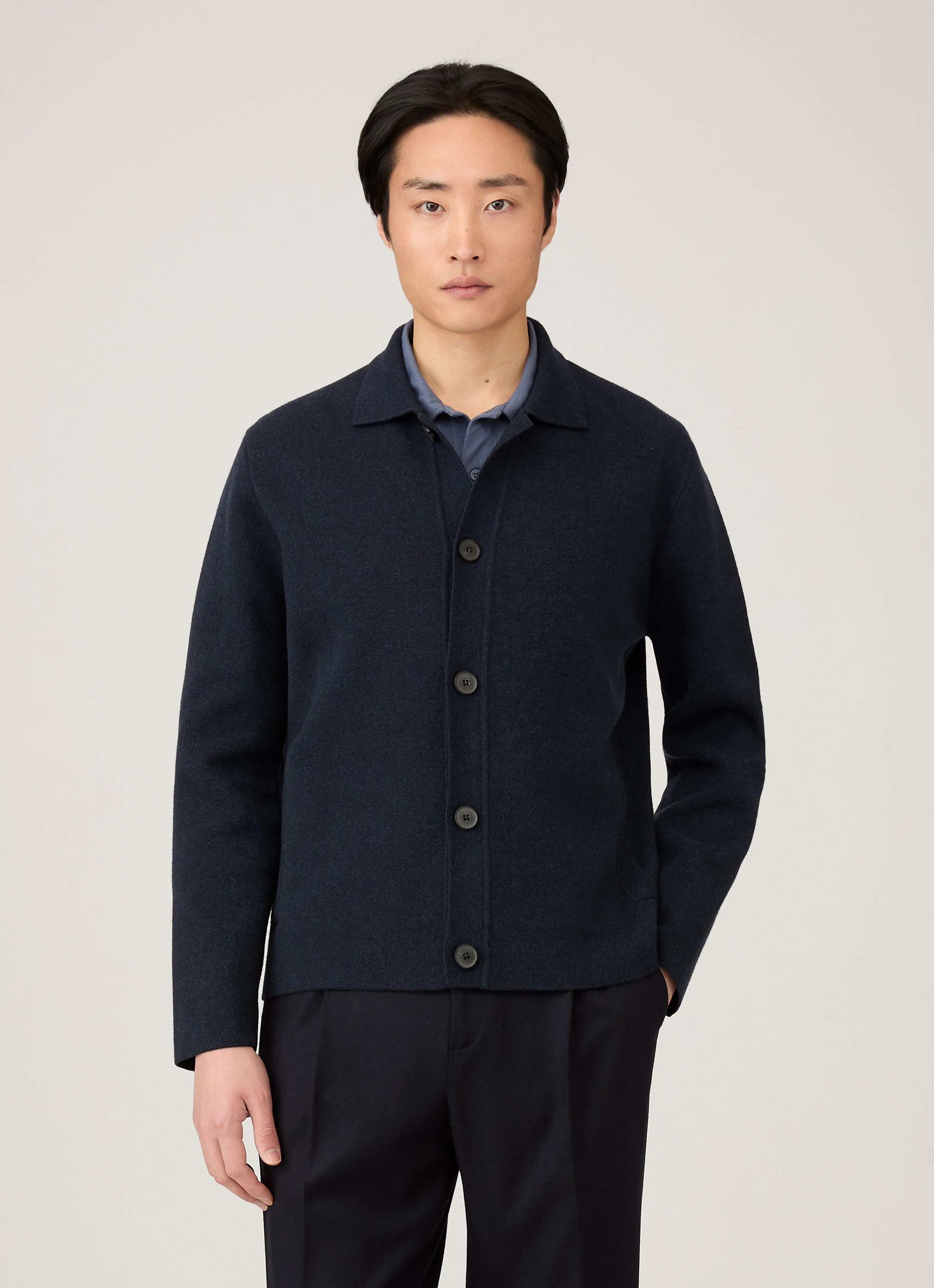 Men's Double Faced Jacket in Navy Double Layered Design