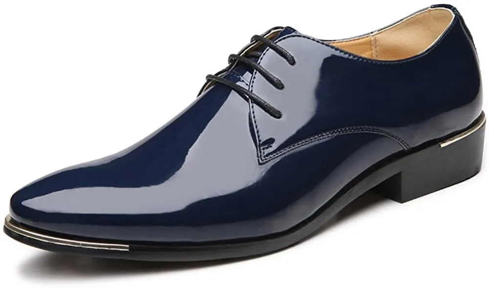 NXY Men's Patent Leather Tuxedo Shoes Pointed Toe Lace Up Casual Wedding Shoes Smooth experience