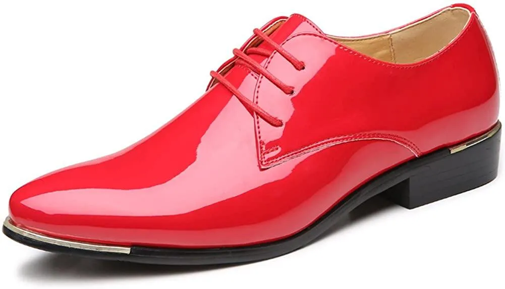 Neutral Mood Safe Hold NXY Men's Patent Leather Tuxedo Shoes Pointed Toe Lace Up Casual Wedding Shoes
