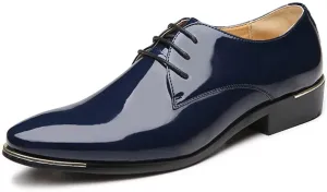 NXY Men's Patent Leather Tuxedo Shoes Pointed Toe Lace Up Casual Wedding Shoes Smooth experience