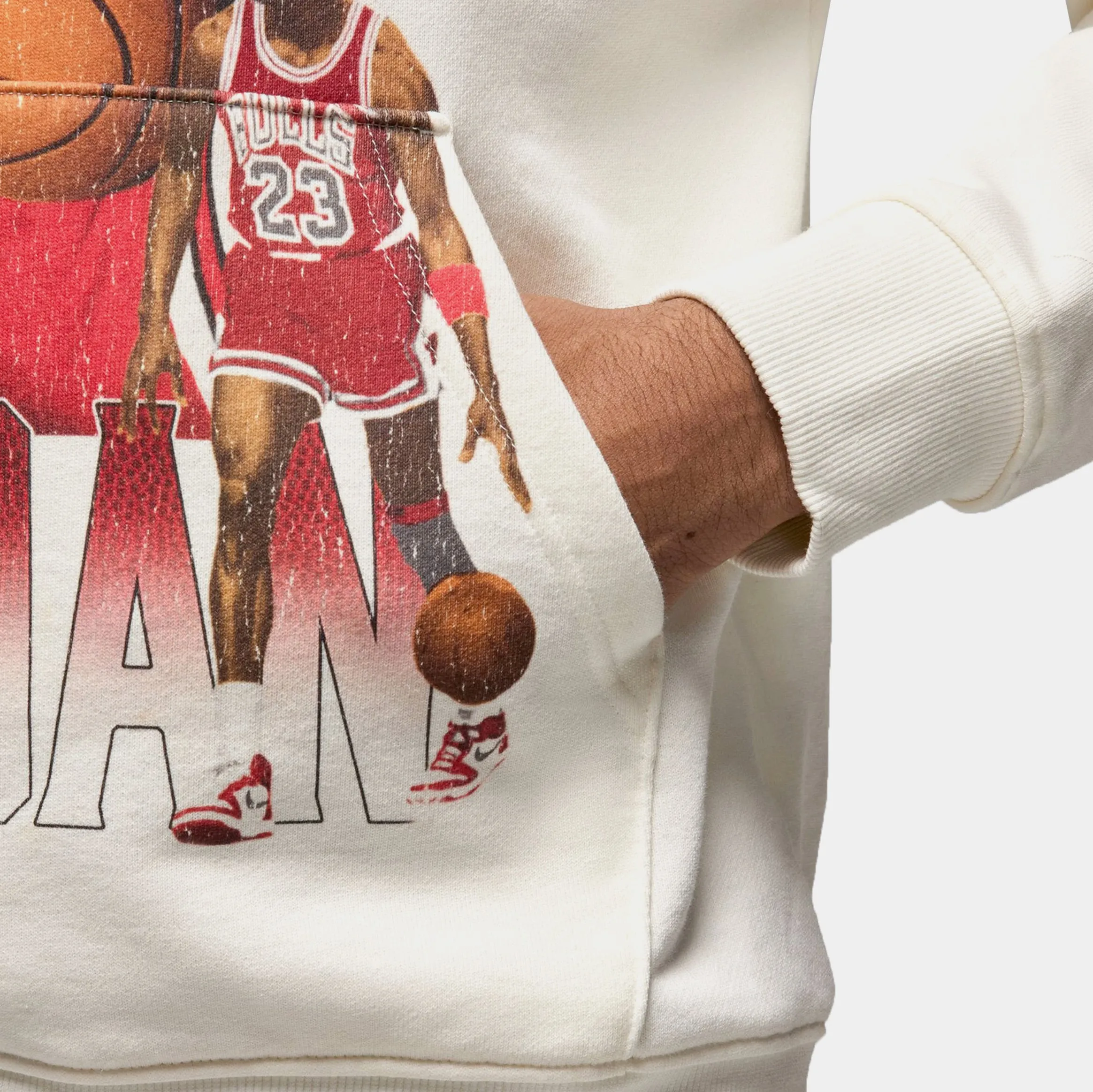 Flight Fleece 23 Michael Pullover Mens Hoodie (Sail/Red) product affordable accessibility Eco Friendly