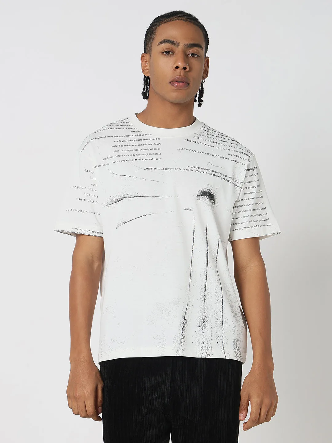 Timeless Cardigan Men's Casual White & Black Typography T-Shirt