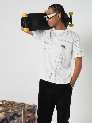 Men's Casual White & Black Typography T-Shirt DoubleStitchedEdges