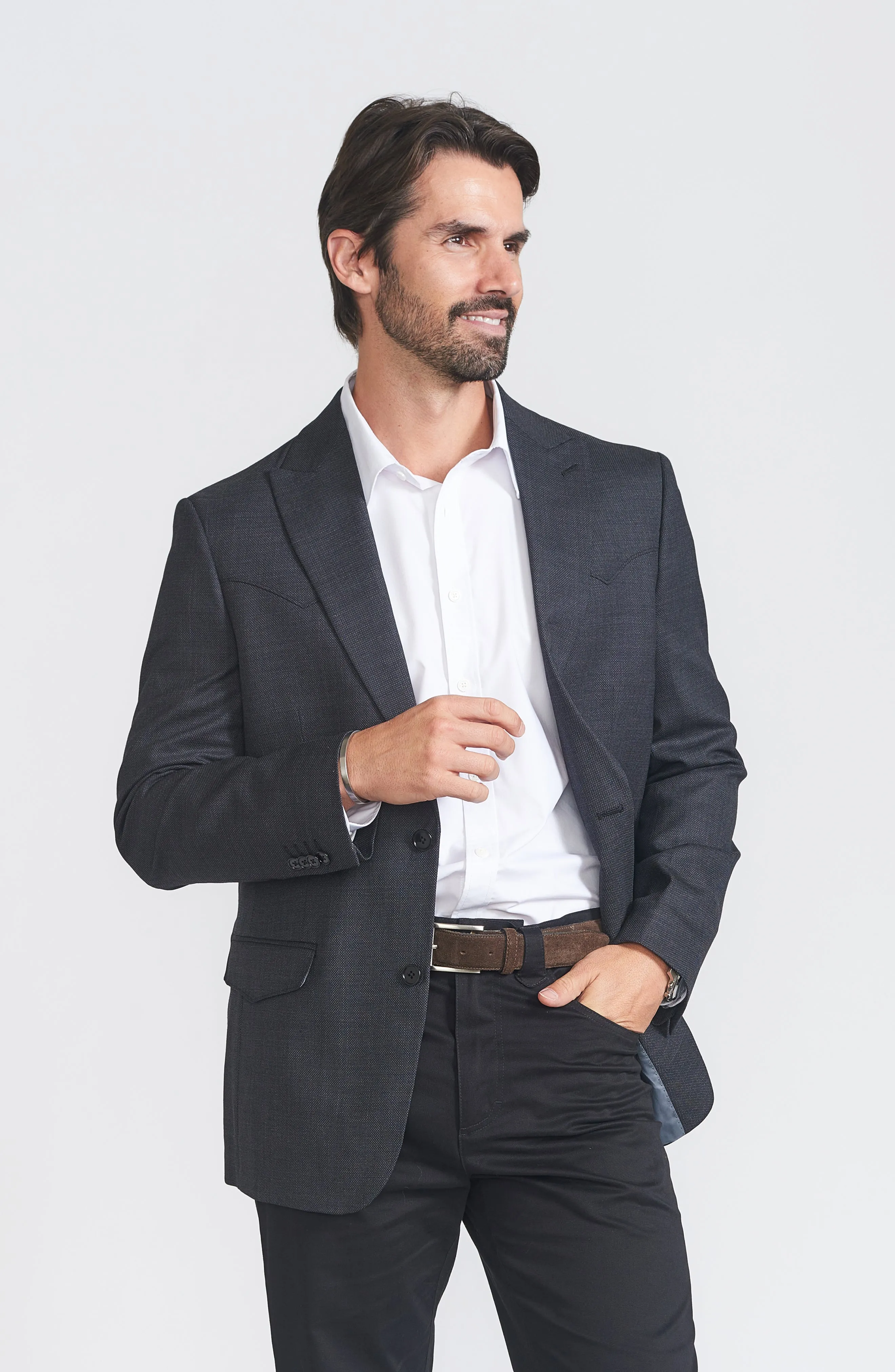 Luxury Appeal Flynt Western Men's Stockyard Sport Jacket in Charcoal Grey