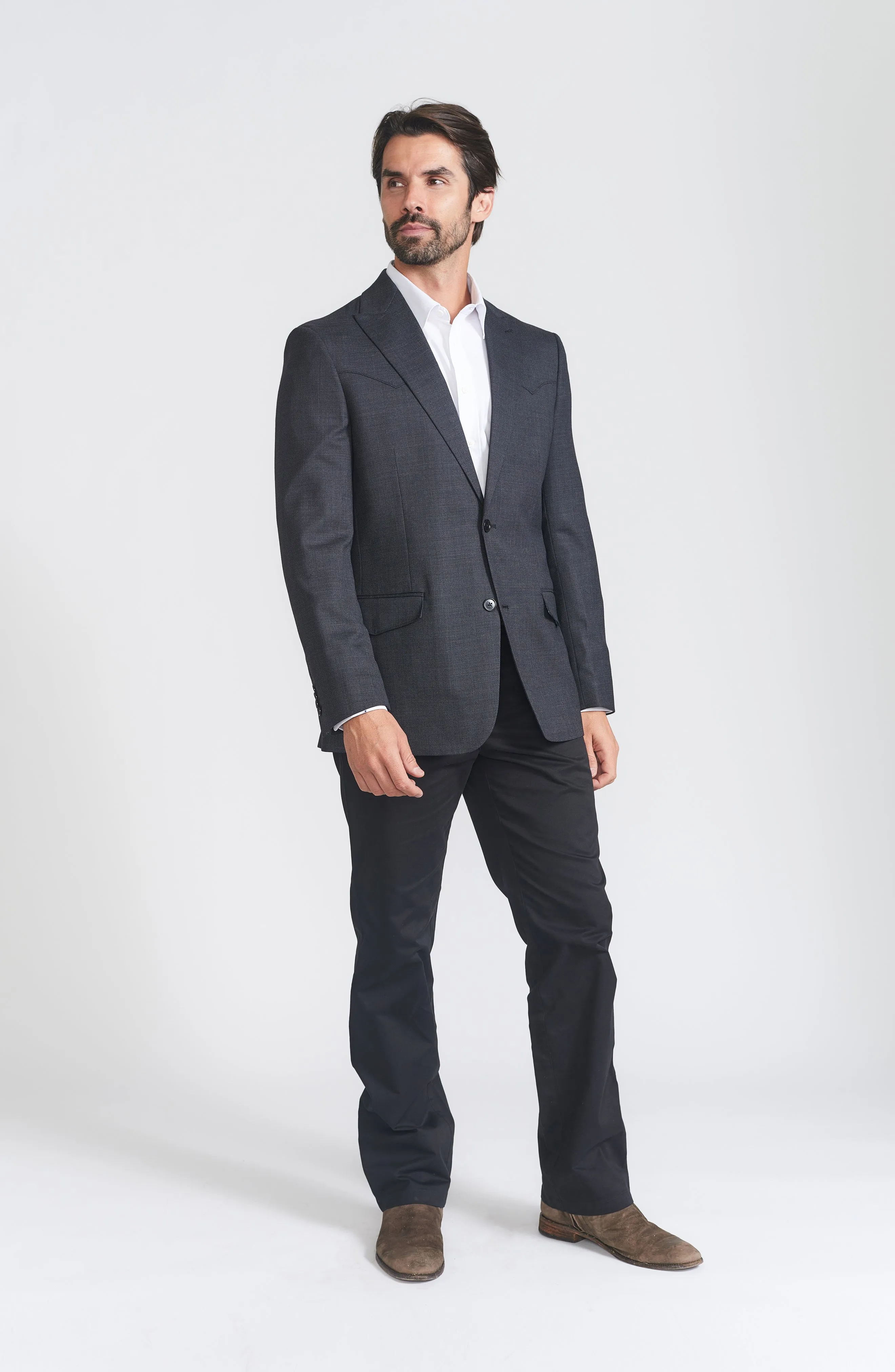 Flynt Western Men's Stockyard Sport Jacket in Charcoal Grey Lightweight Comfort