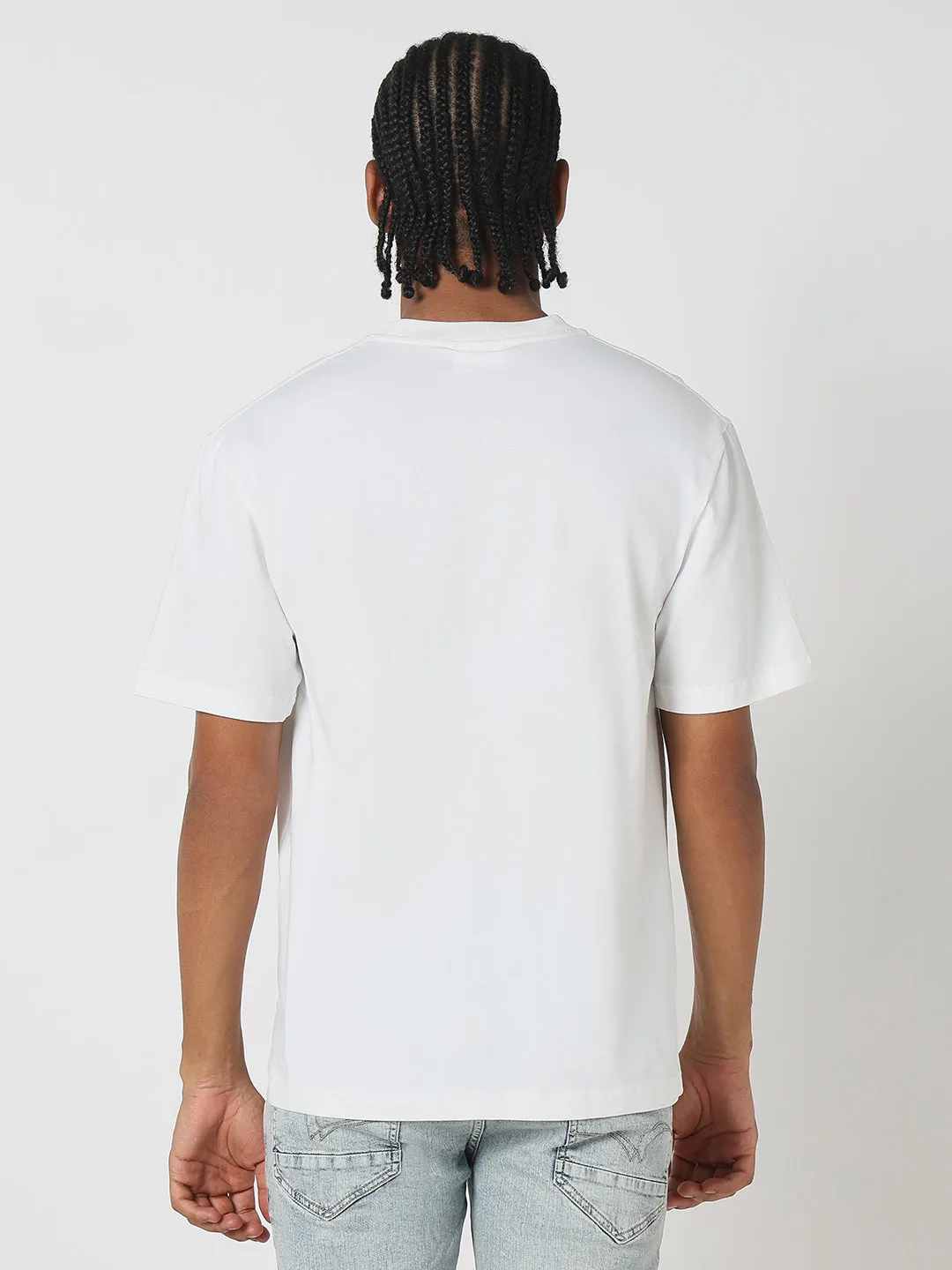 Glitter Glow Men's Casual White Graphic T-Shirt