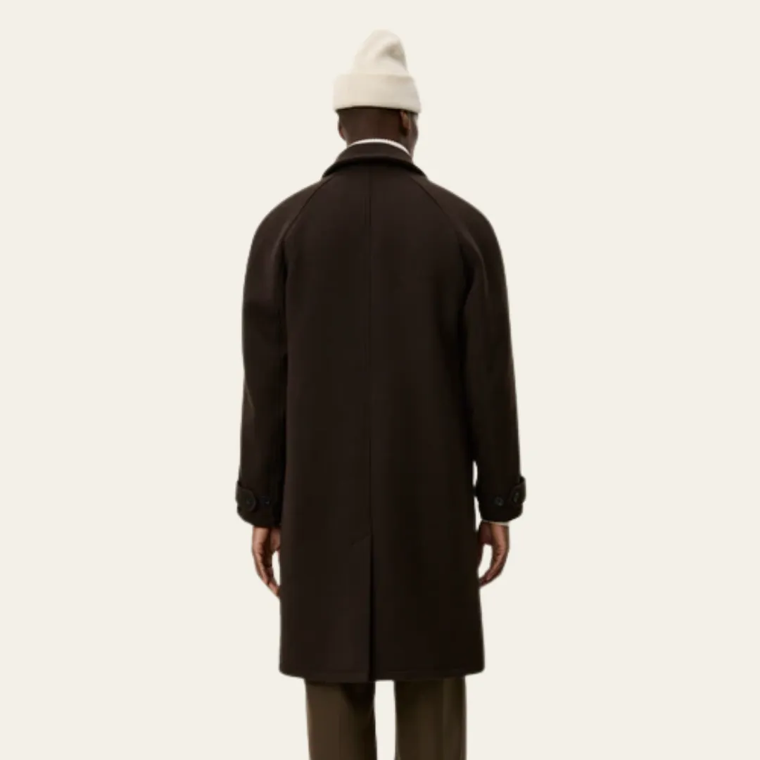 Michael Solid Wool Coat (Delicioso) Mesh Venting High Collar Design