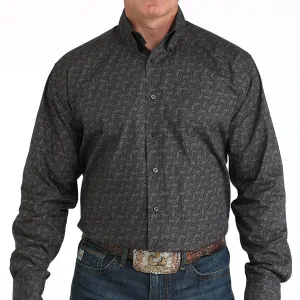 Comfort and Breathable Cinch Men's L/S Classic Fit Paisley Button Down Western Shirt in Charcoal