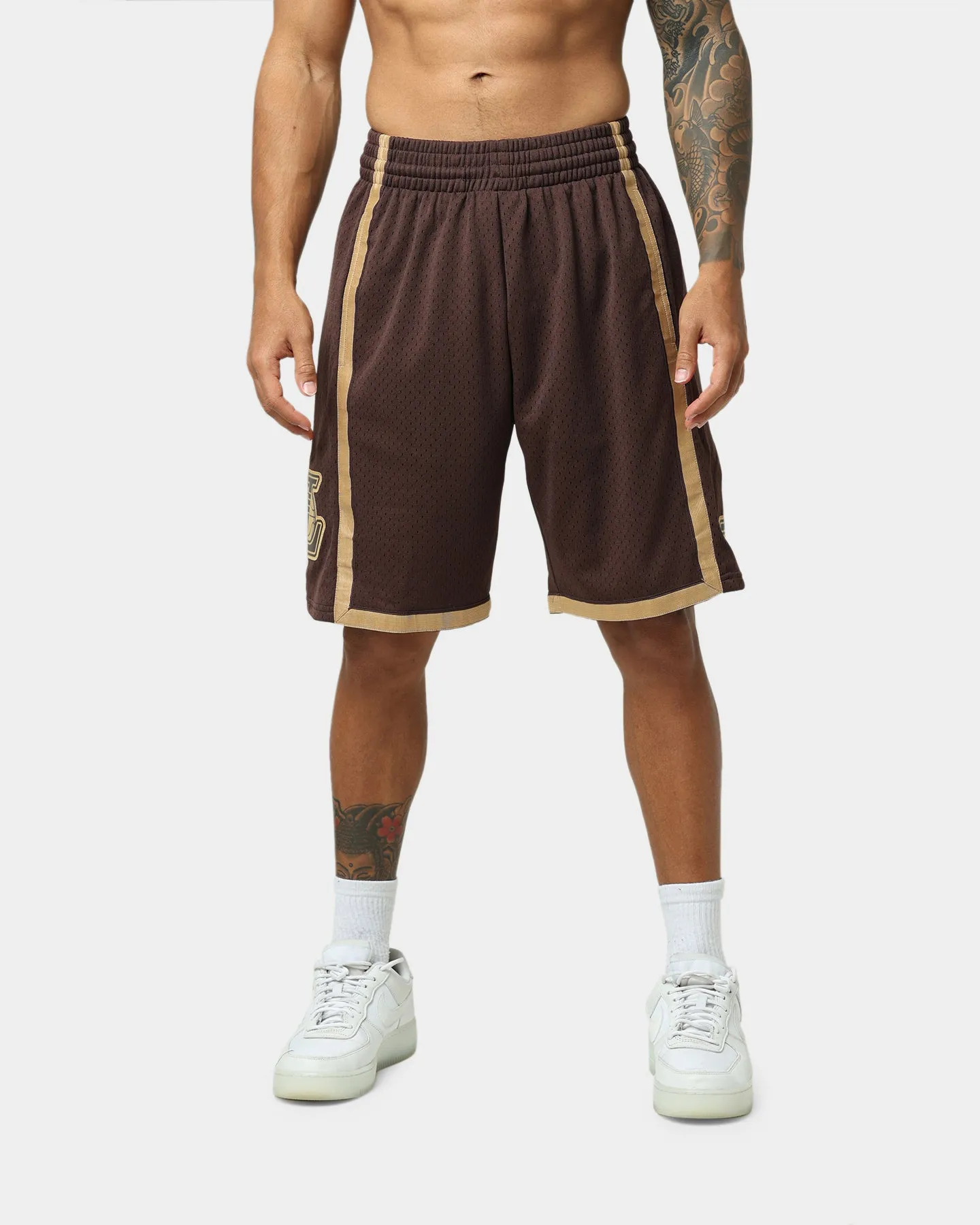 Flexible Waistband Mitchell & Ness Los Angeles Lakers Lux Brown Swingman Shorts Baroque Brown
