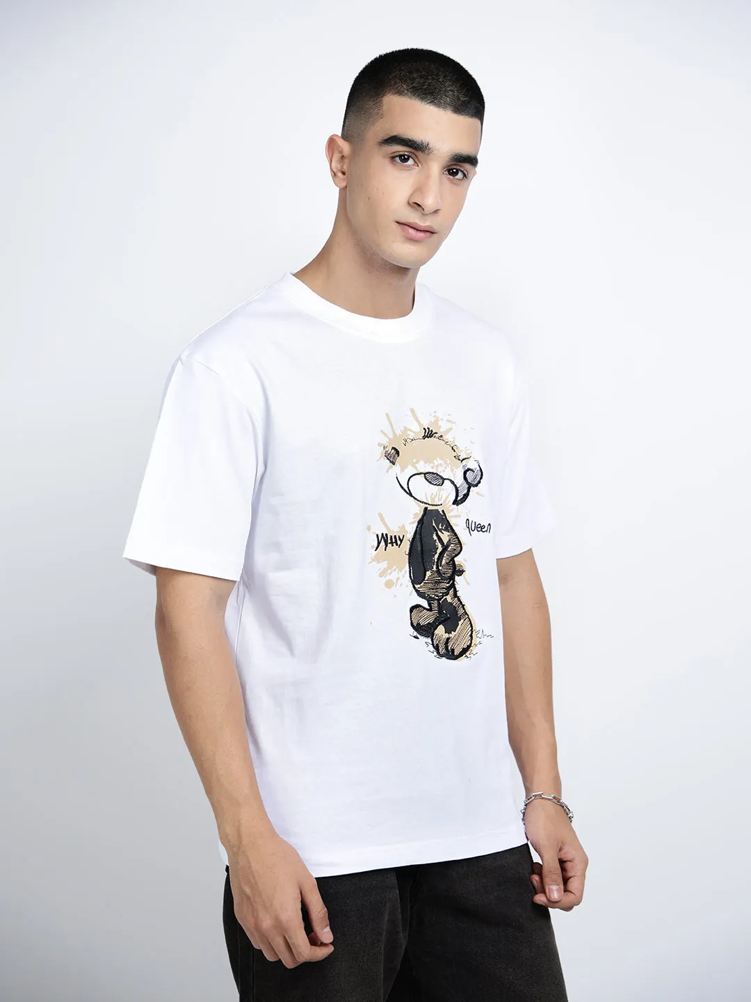 Suburb Ease Men's Graphic Print White Short Sleeves Round Neck Regular Fit T-Shirt