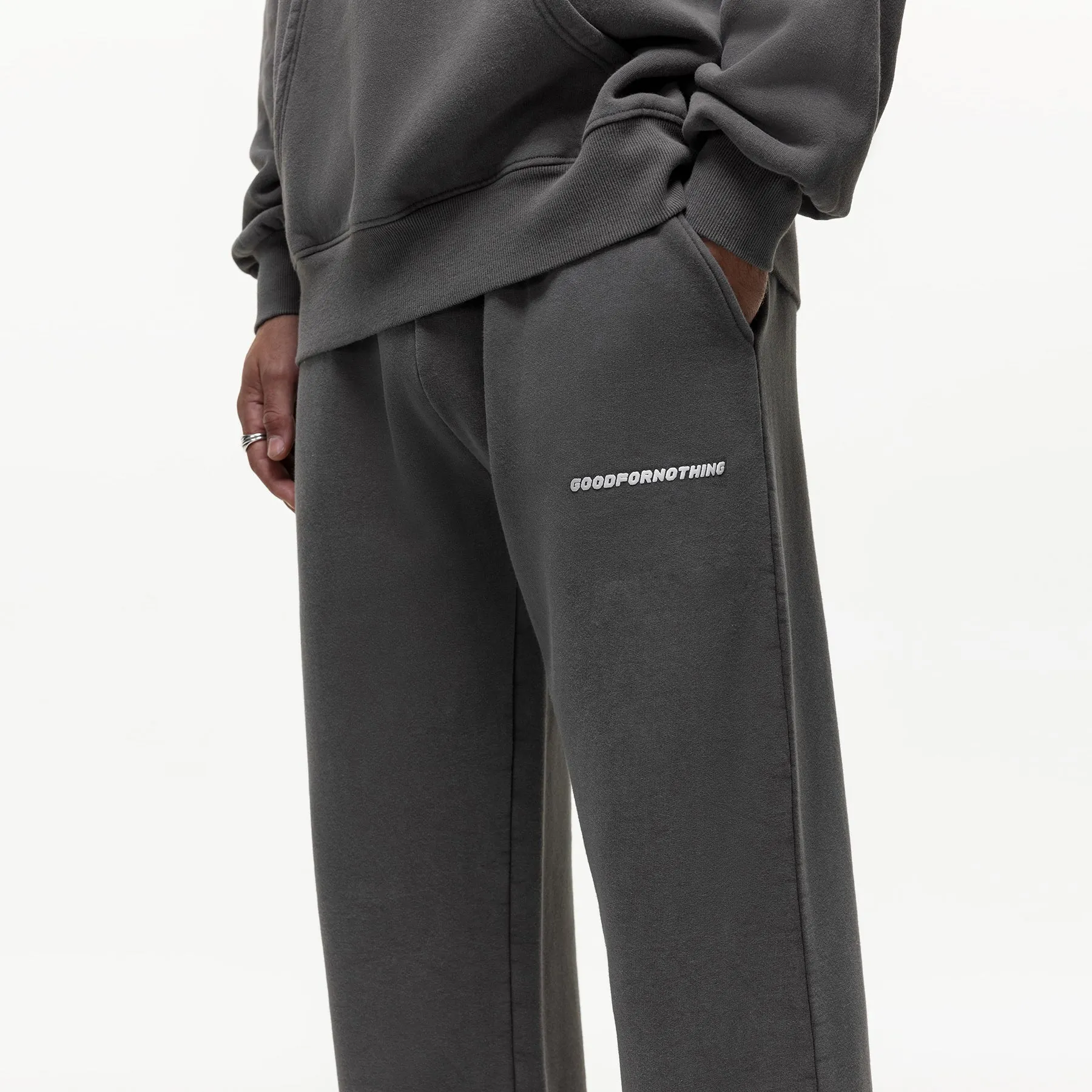 Vintage Washed Grey Sweatpants Minimalist Waist