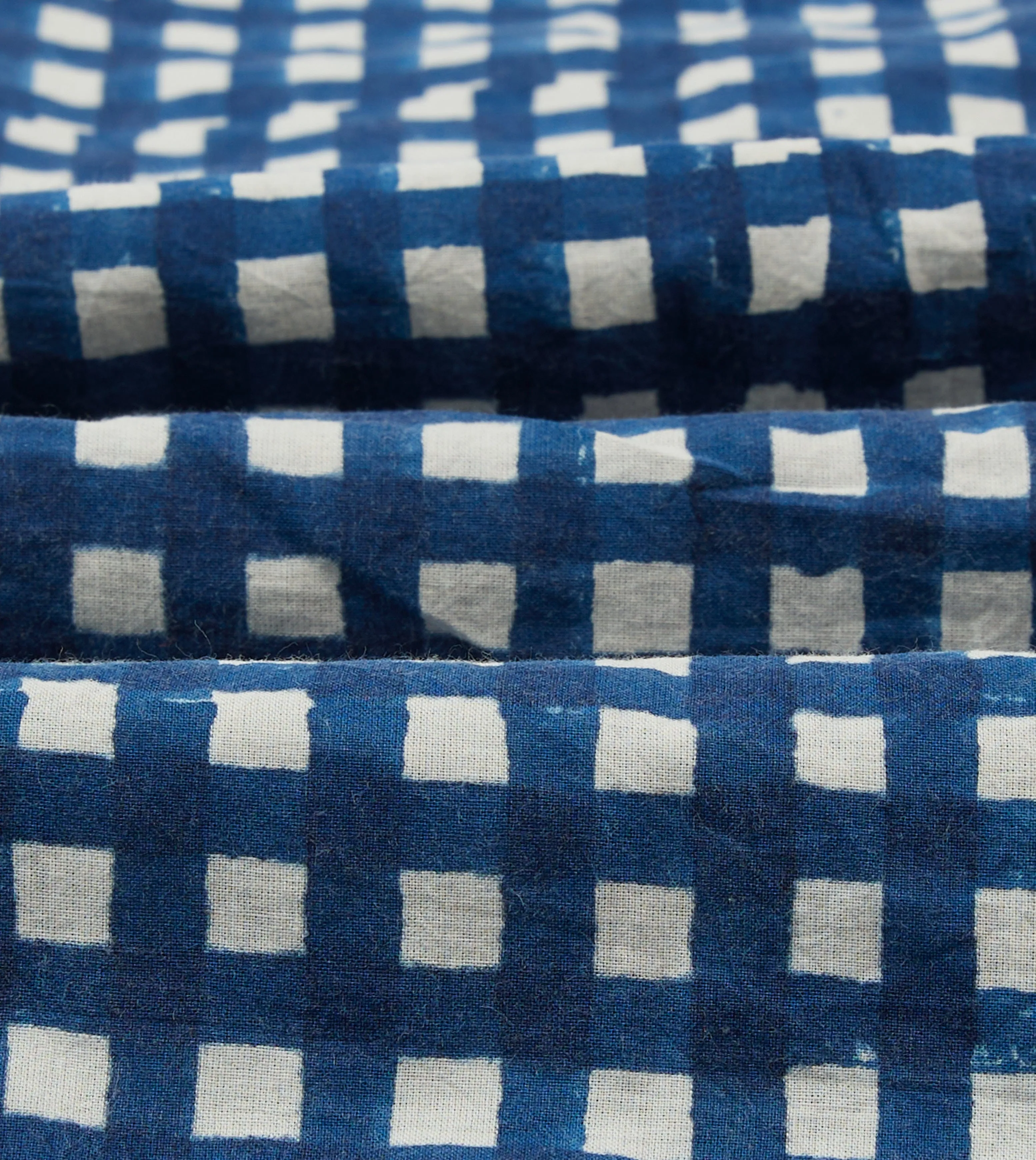 Relaxed fit style Breathable fabric Navy Gingham Check Block Print Cotton Camp Collar Short Sleeve Shirt