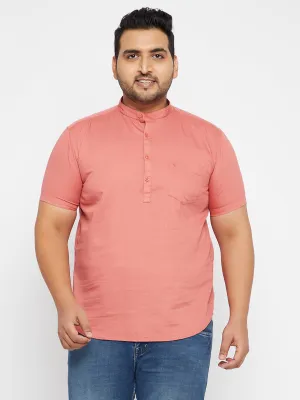 Modern Cut Men's Solid Pink Straight Shirt