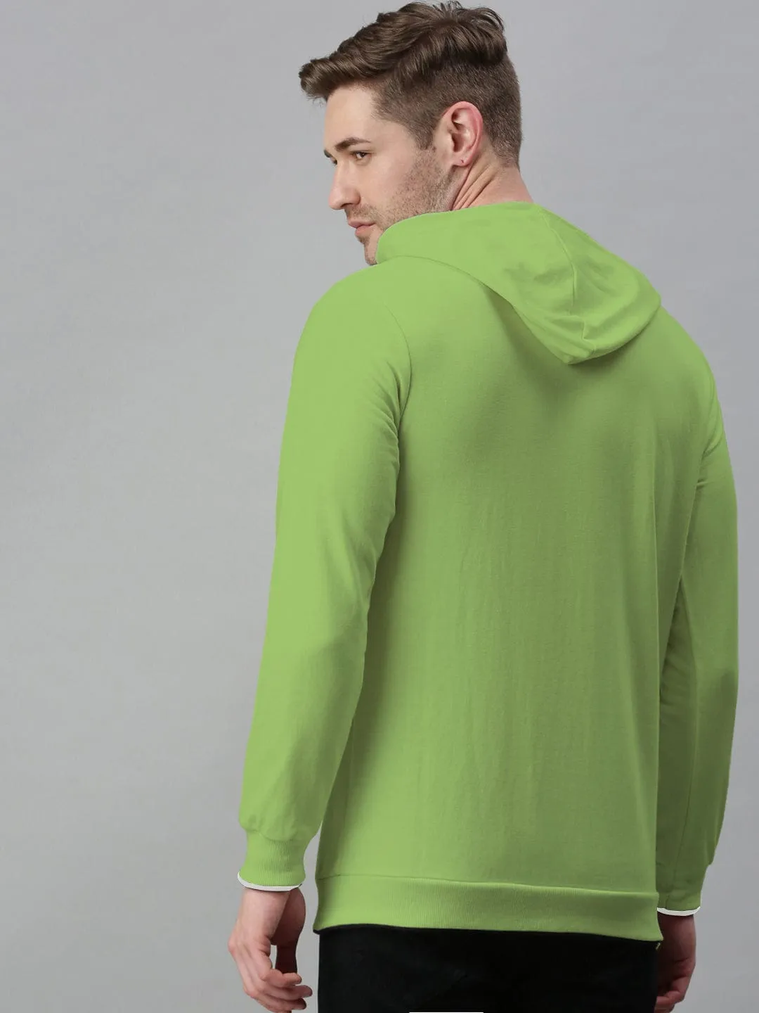 Men's Green Typography Hoodie with Kangaroo Pocket product customization options Comfy Streetwear