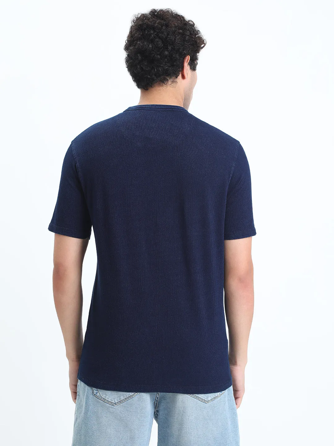 Screen Core Effortless Design Men's Navy Blue Henley Collar Regular Fit T-Shirt