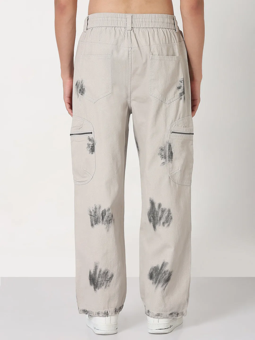 Casual Comfort Men's Grey Straight Fit Cargo Jeans