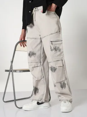 Soft Aesthetic Office Friendly Men's Grey Straight Fit Cargo Jeans