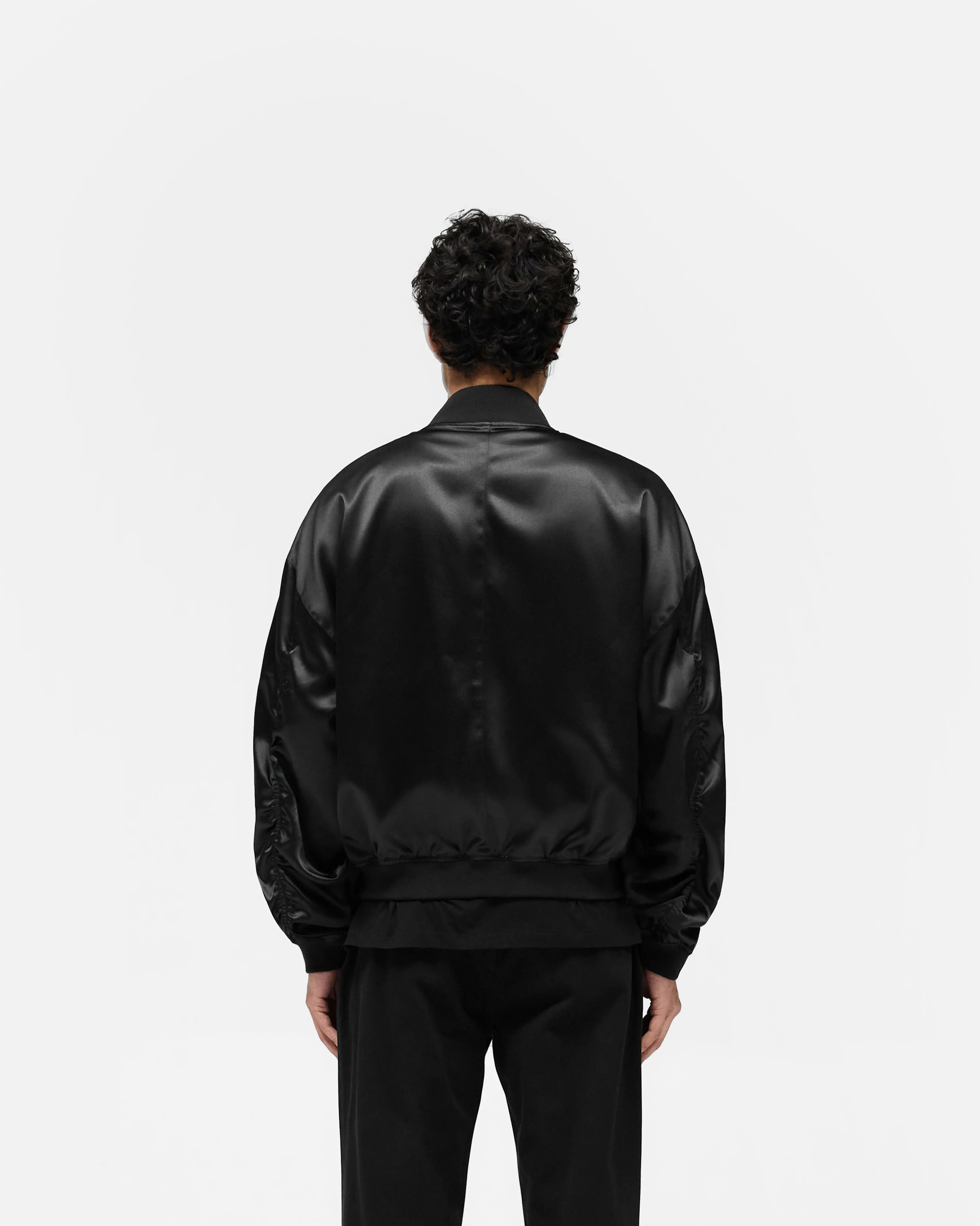 Satin Bomber - Black Odor Resistant Lightweight Windbreaker Tech