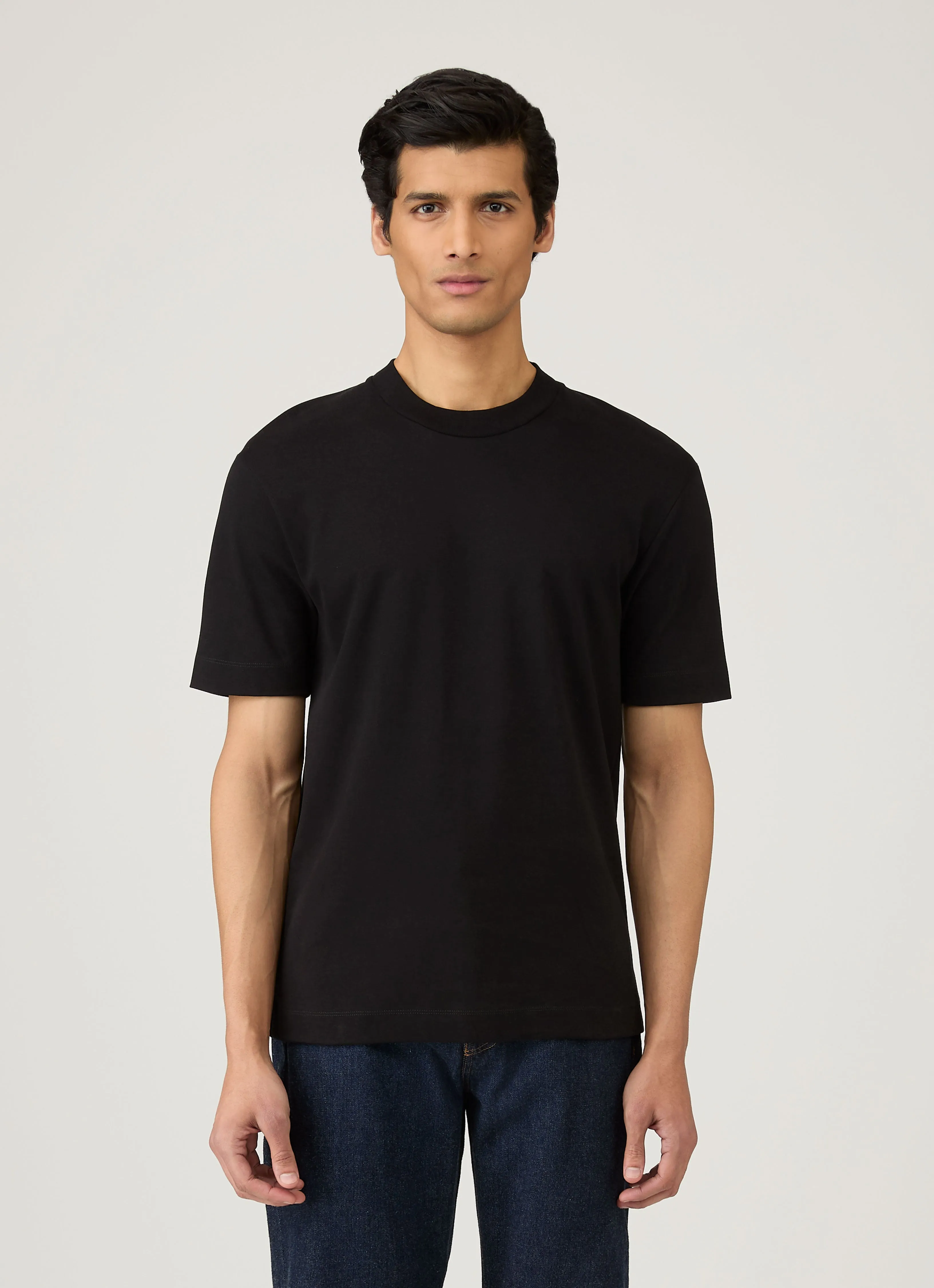 Daily Comfort Style Street Style Trend Men's Relaxed Fit Heavyweight T-shirt in Black