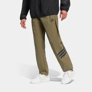 Day Comfort Timeless Comfort Fit Future Icon 3 Stripes Woven Mens Track Pants (Olive/Black)